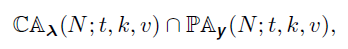 CA<sub><b>λ</b></sub>(N;t,k,v)∩CA<sup><b>y</b></sup>(N;t,k,v),